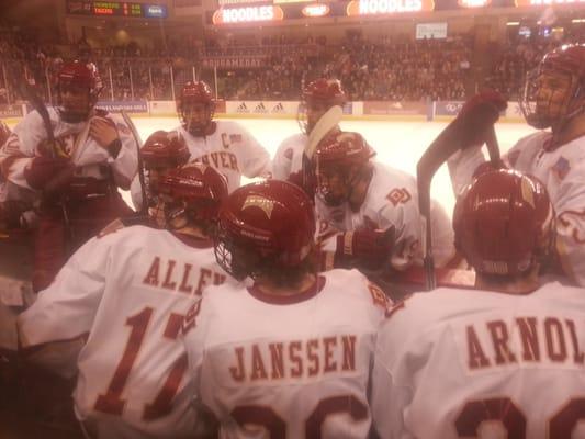 Sitting right behind DU bench