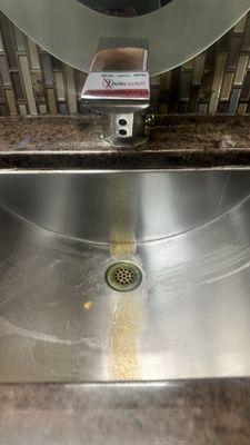 Throw up in the sink.  The sink itself is broken so there is no water coming out of the faucet.