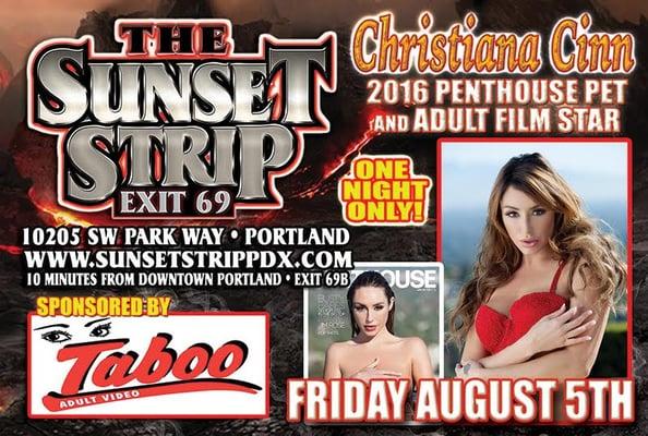 Christiana Cinn, Penthouse Pet of the Year 2016, Live at Sunset Strip Club August 5th