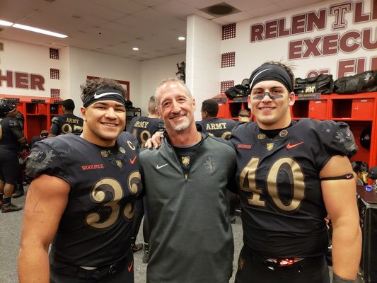 Star fullbacks of the 2018 Army-Navy with Dr. Ness after the Army win.