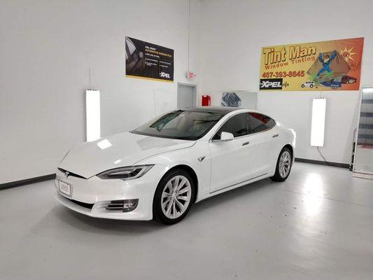 Tesla Model S tinted with Xpel Ceramic Window Film