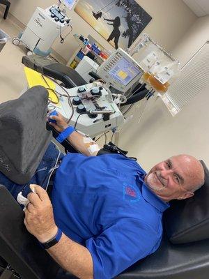 Double  platelets and one unit of plasma today, closing in on 30 gallons of donations