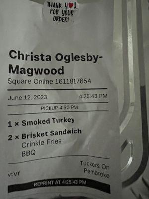 Online receipt and order summary that was on the bag that contained only 1 crinkle fry.