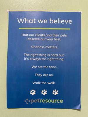 Pet Resource Center of Kansas City's Beliefs