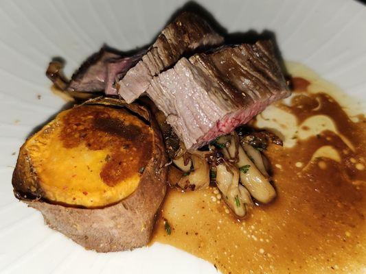 Waygu and sweet potatoes with a yummy sauce and mushrooms. So good!