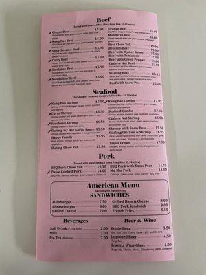 Updated menu 2022