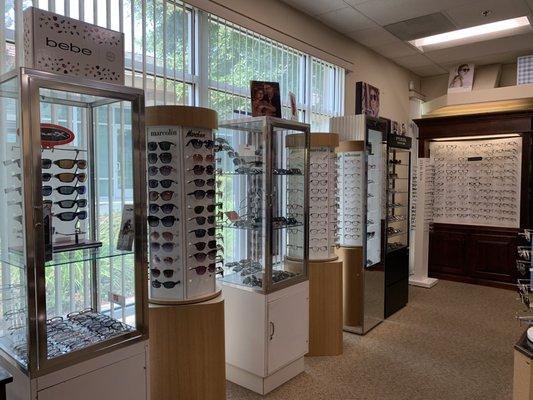 Frame designers include Anne Klein, Calvin Klein, Nine West, Dolce & Gabbana, Versace, Prada, Ray Ban, Bebe, Draper James, and many more.