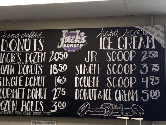 Donut menu w ice cream, too