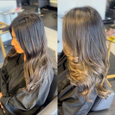 Balayage with long layers