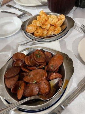 Portuguese sausage and garlic shrimp