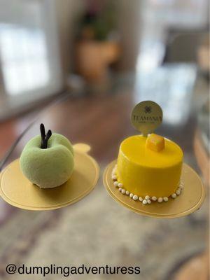 Apple mousse, mango mousse