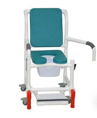 PVC Rolling Sower Chair with Soft seat and mesh backrest or upgrade for  soft back cushion