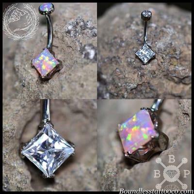 Couple examples of beautiful princess cut navel curves we have in stock from anatometal! Stop on by and grab yours today!