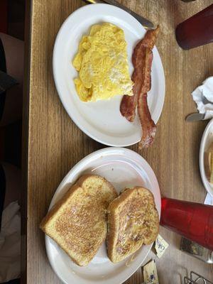 Breakfast eggs, back and French toast