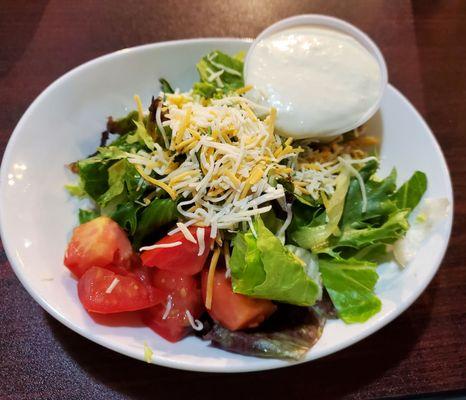 Side salad w/ blue cheese dressing.