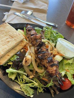 Salad with 1 stick, grilled pork, and cilantro dressing.