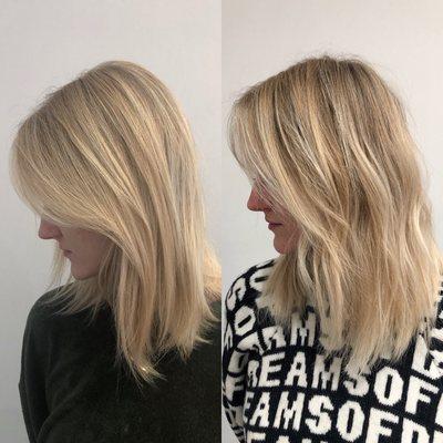 Before&After -- One row of Handtied extensions for fullness & volume.