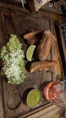 Chicharrón and guacamole