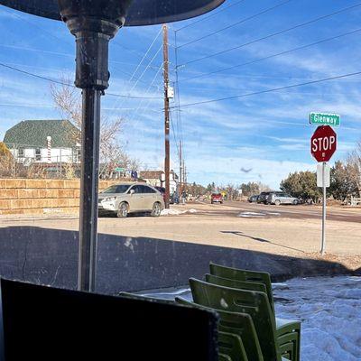 Front window dining looking towards Palmer Lake. Outdoor seating available in warm weather.