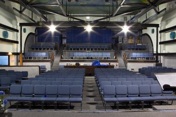 The view from the stage, looking out into the Sanctuary