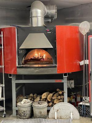 Real wood in the pizza oven