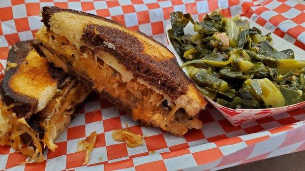 Portobello Reuben & Collard Greens