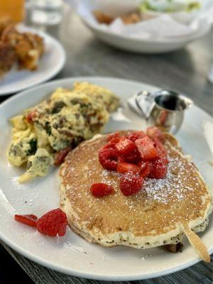 Chicken Sausage Scramble with Side 2 Pancakes