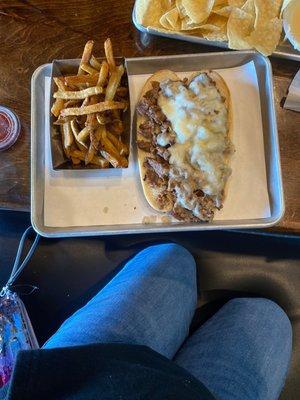 Philly cheese steak with only meat and cheese and fries