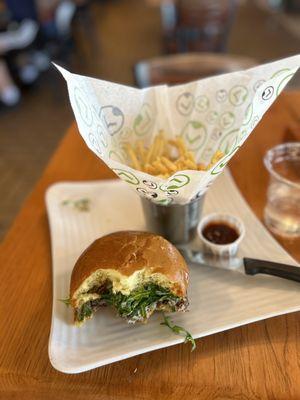 Napa burger with skinny fries.