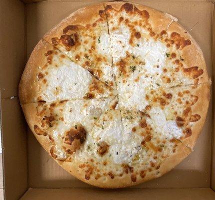 Small white pizza (Mozzarella, Ricotta & Garlic Sauce)