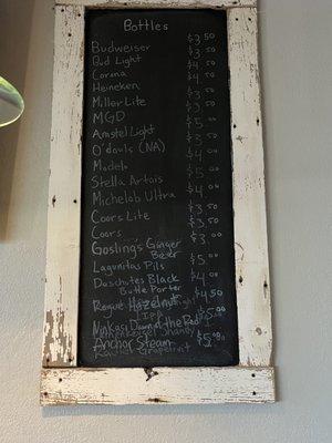 Beer menu