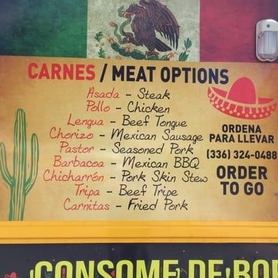 Taqueria El Torito meat options