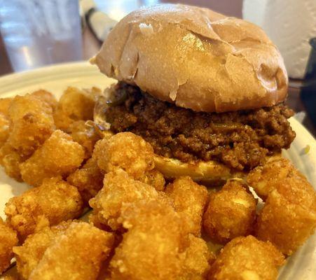 Homemade sloppy Joe and tots!