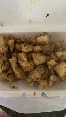 This is salt and pepper chicken ( hate it ) I got a box of nothing but flour   No chicken