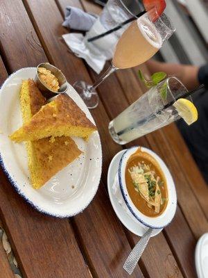 Corn bread and tortilla soup