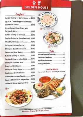 dine in menu