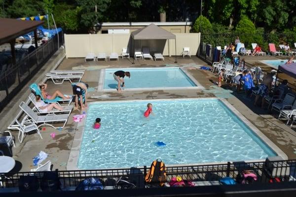 Two kiddie pools with gated fence. New shades being added for 2017!