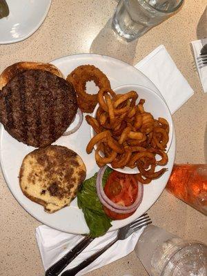 Decent burger but the curly fries were toast