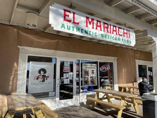 Storefront with patio dining