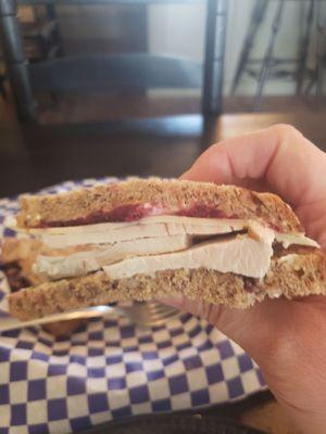 Inside turkey sandwich