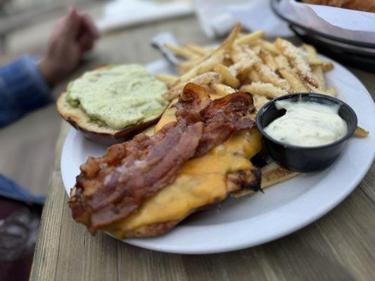 Exile Chicken Sandwich and Exile Truffle Fries