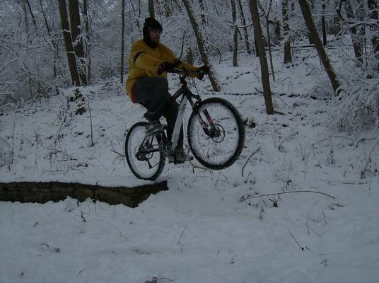 Winter mountain bike riding