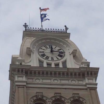 Clock tower was added after original structure, a fire watch tower, burned down.