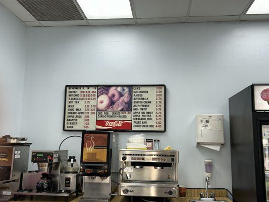 Menu and behind the counter