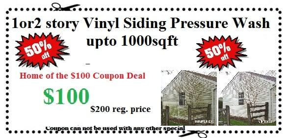 1 or 2 story vinyl siding home upto 1000sqft. $100