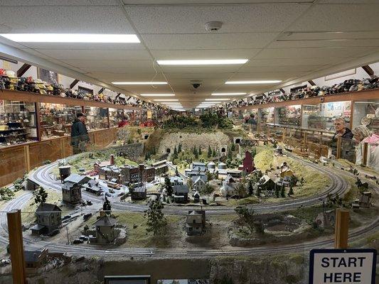 Shot from the front of the model trains set up