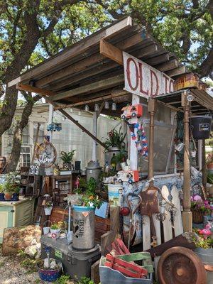 Outdoor plants and knick knacks.