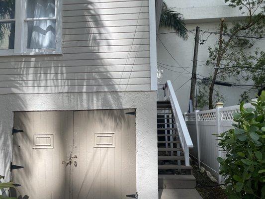 Front entrance (stairs) to guest house.