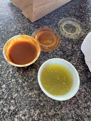 Hot sauce (red) and mild sauce (green) 9-15-24