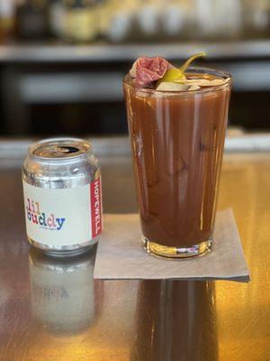 Road Rash Mary Twisted Spoke homemade mix and Deep Eddy vodka. Rated as "Best of Chicago" by Chicago Magazine